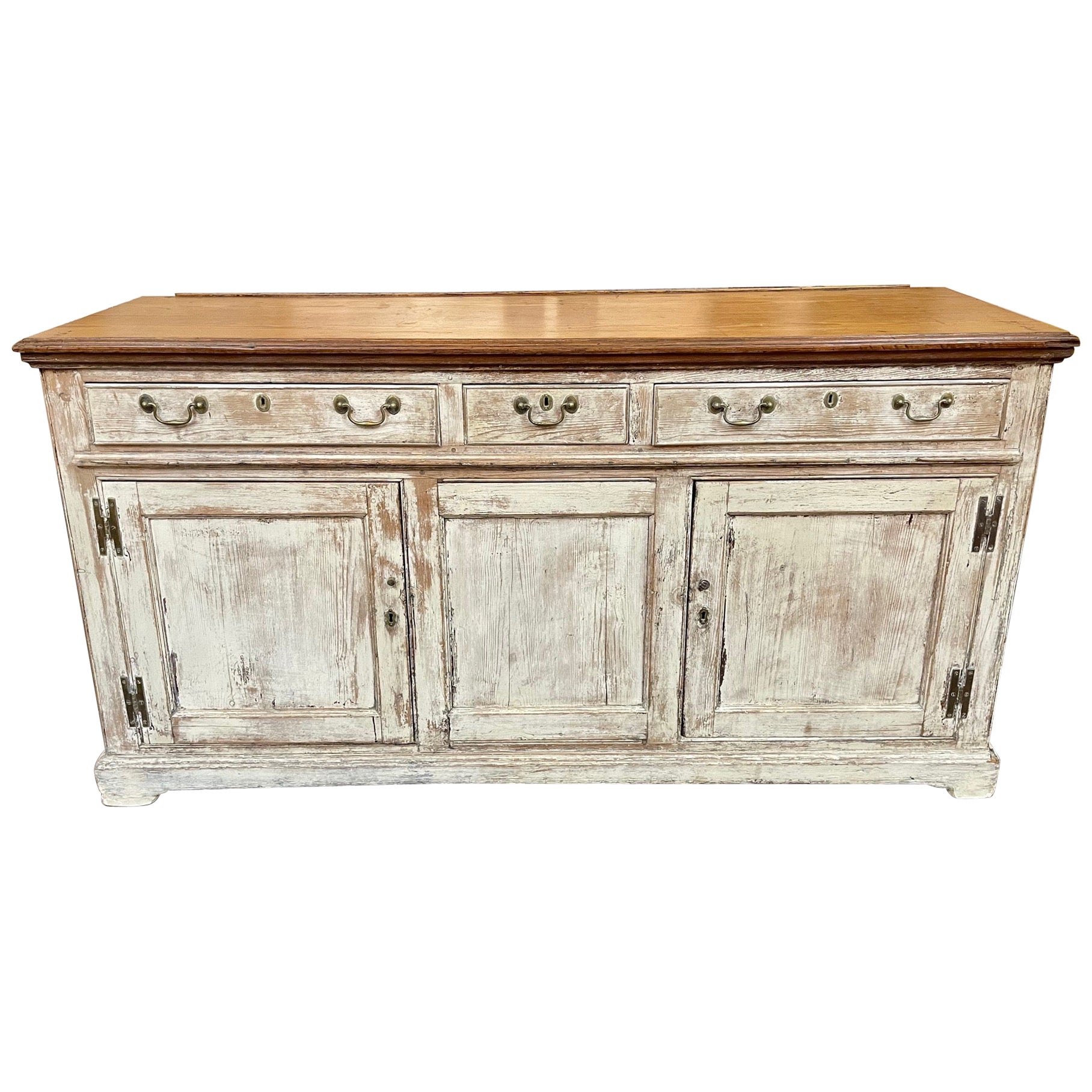 19th Century Country English Painted Oak Buffet
