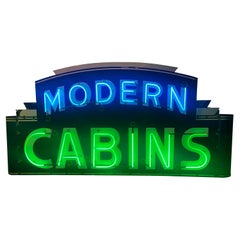 Vintage 1950’s Double Sided Modern Cabins Neon Sign