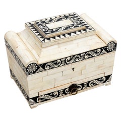 19th Century White Bone and Black Mosaic Box