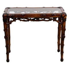Mid-Century Faux Bois Branch Glass Top Console