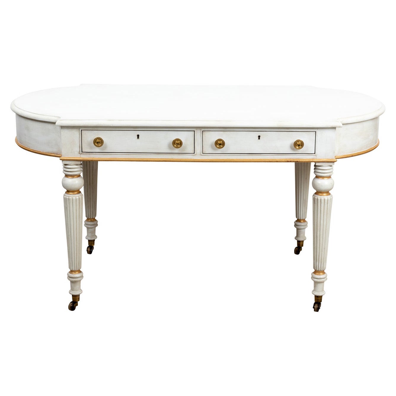Regency Style White and Gold Writing Table