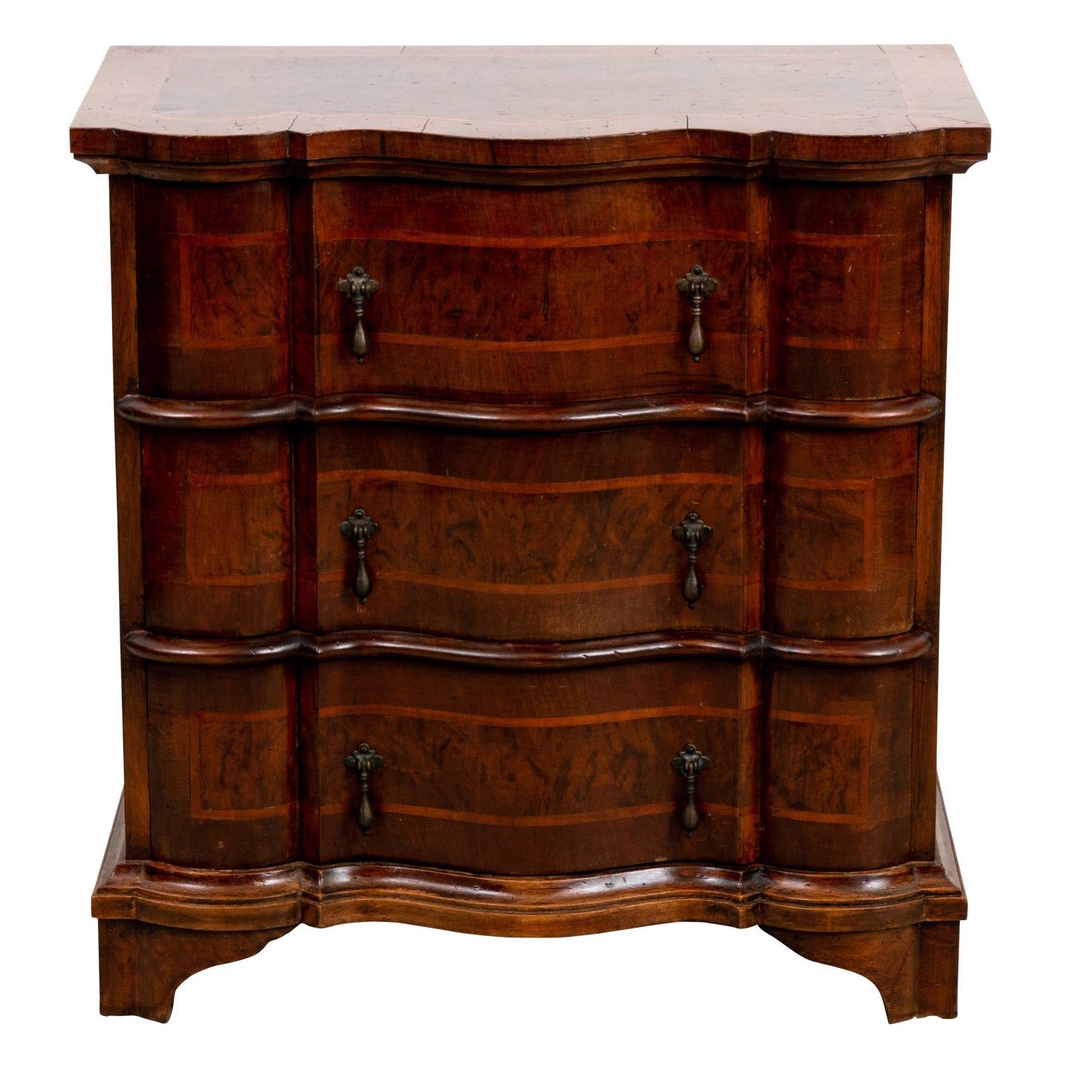 Burl Veneered Serpentine Chest or Night Stand