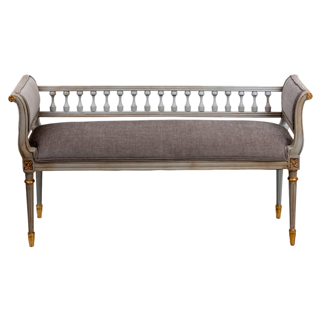 Louis XVI Style Painted Gilded Bench