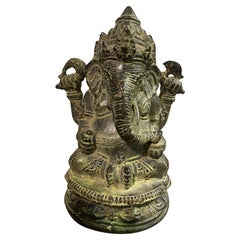 Antique Indian or Nepalese Ganesh Genesha Bronze Statue Sculpture