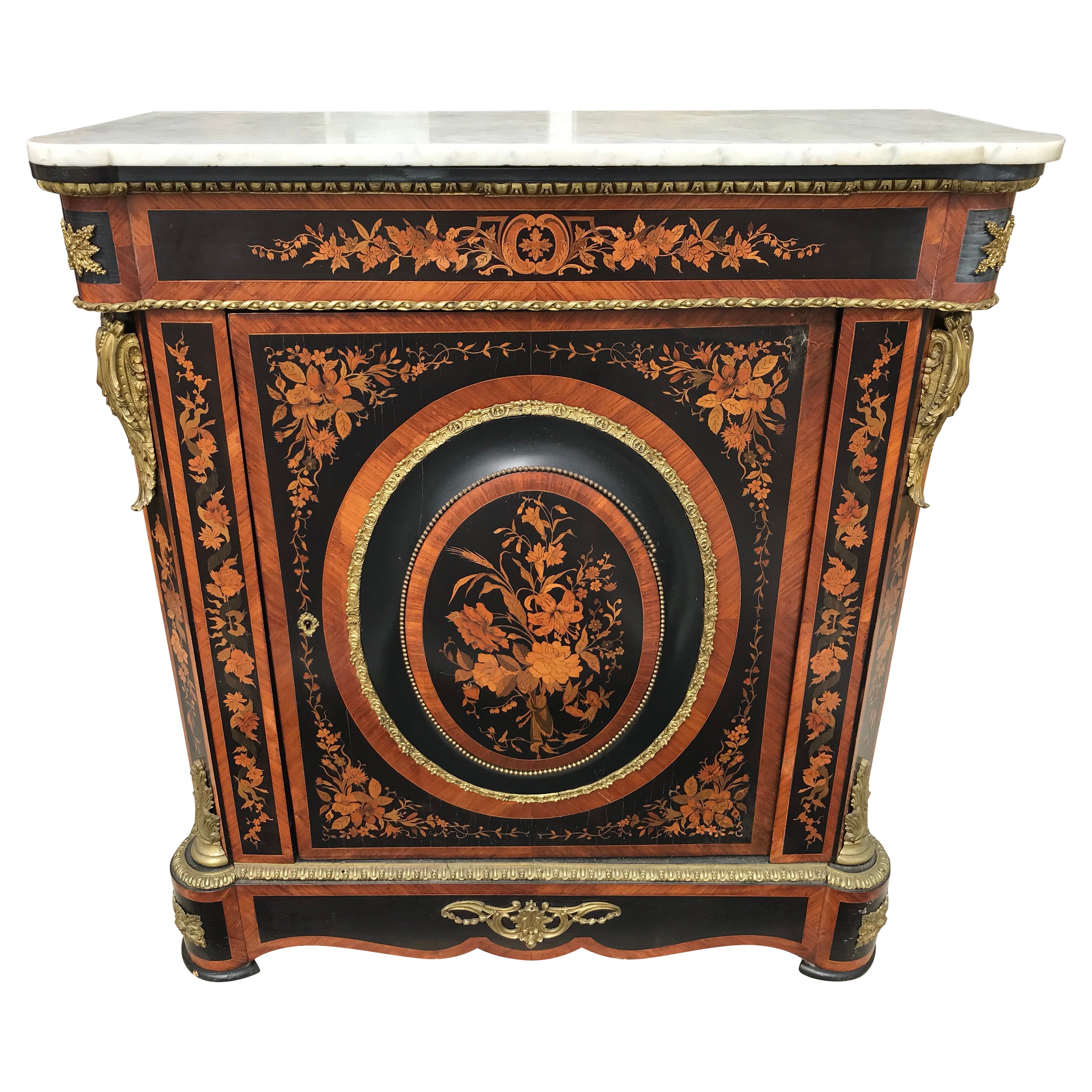 19th Century French Marquetry Side Cabinet