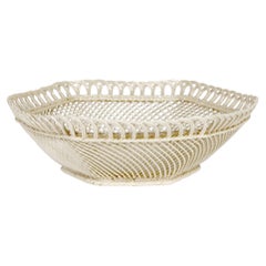 Belleek Irish Antique Porcelain Hexagonal Shaped Lustre Glazed Basket