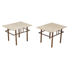 Pair of Brass and Marble Side Tables by S.J. Campbell Chicago
