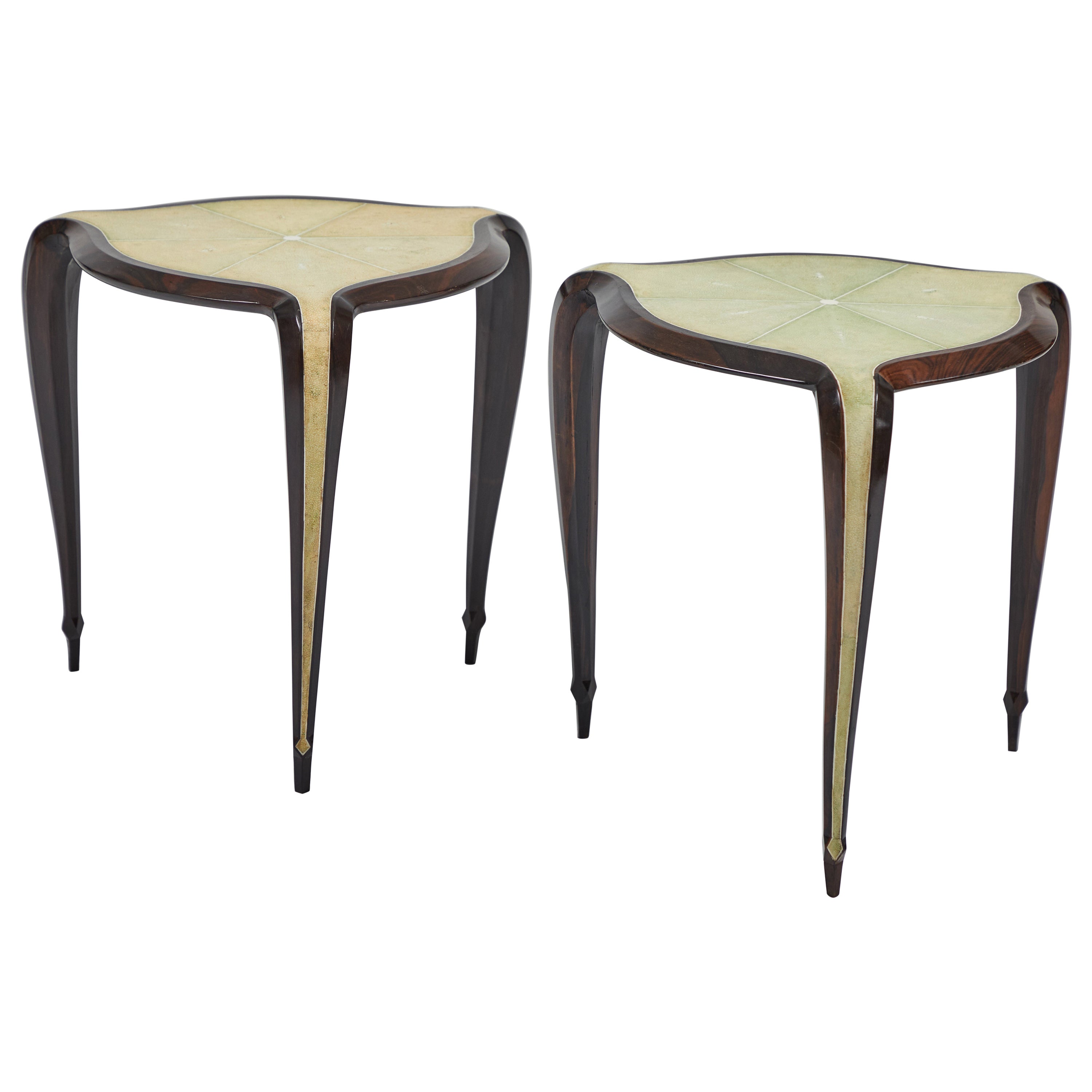 Pair of Shagreen and Rosewood Side Tables after Clement Rousseau