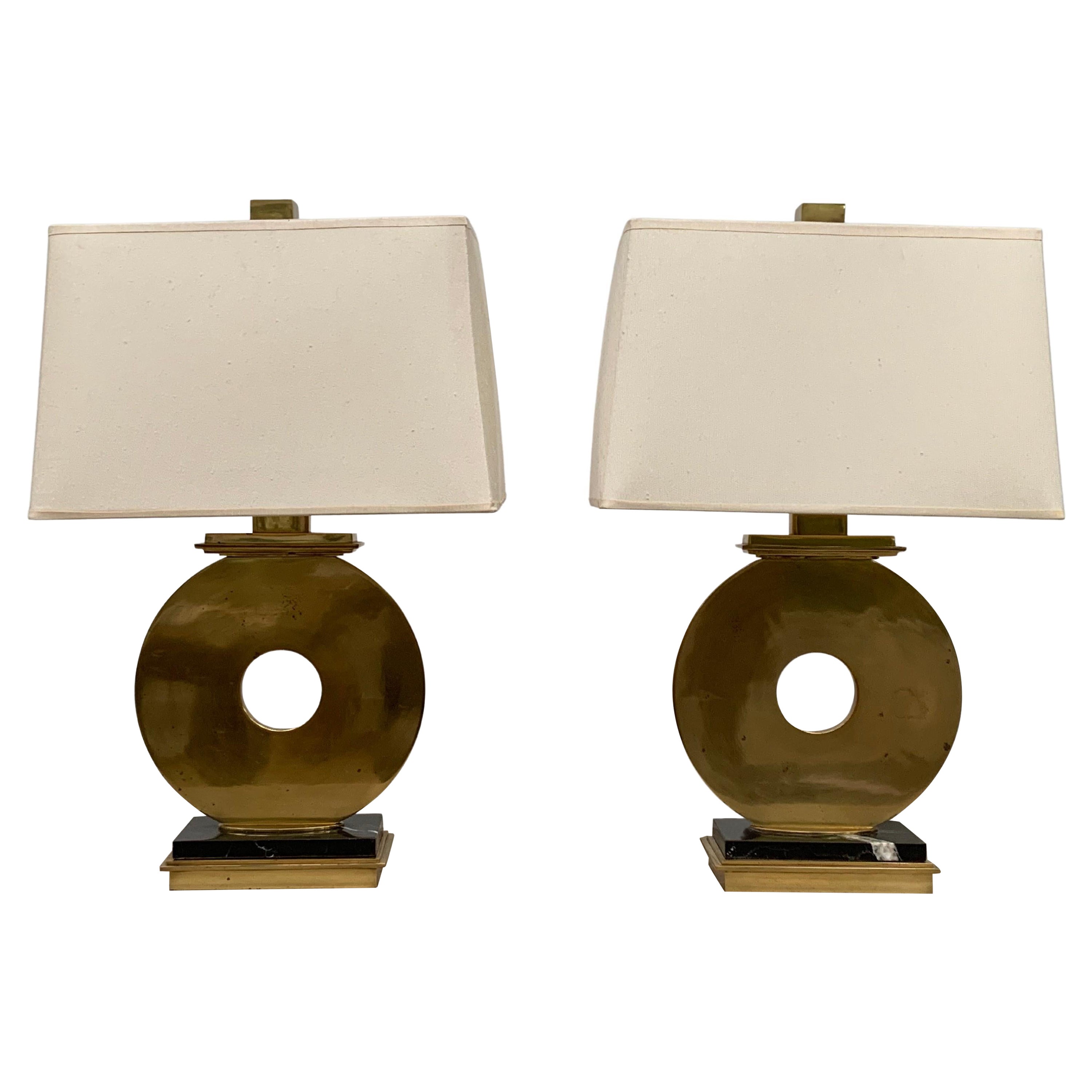 Pair of Brass Lamps by Robert Abbey