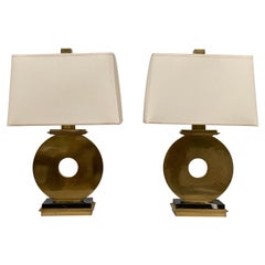 Vintage Pair of Brass Lamps by Robert Abbey