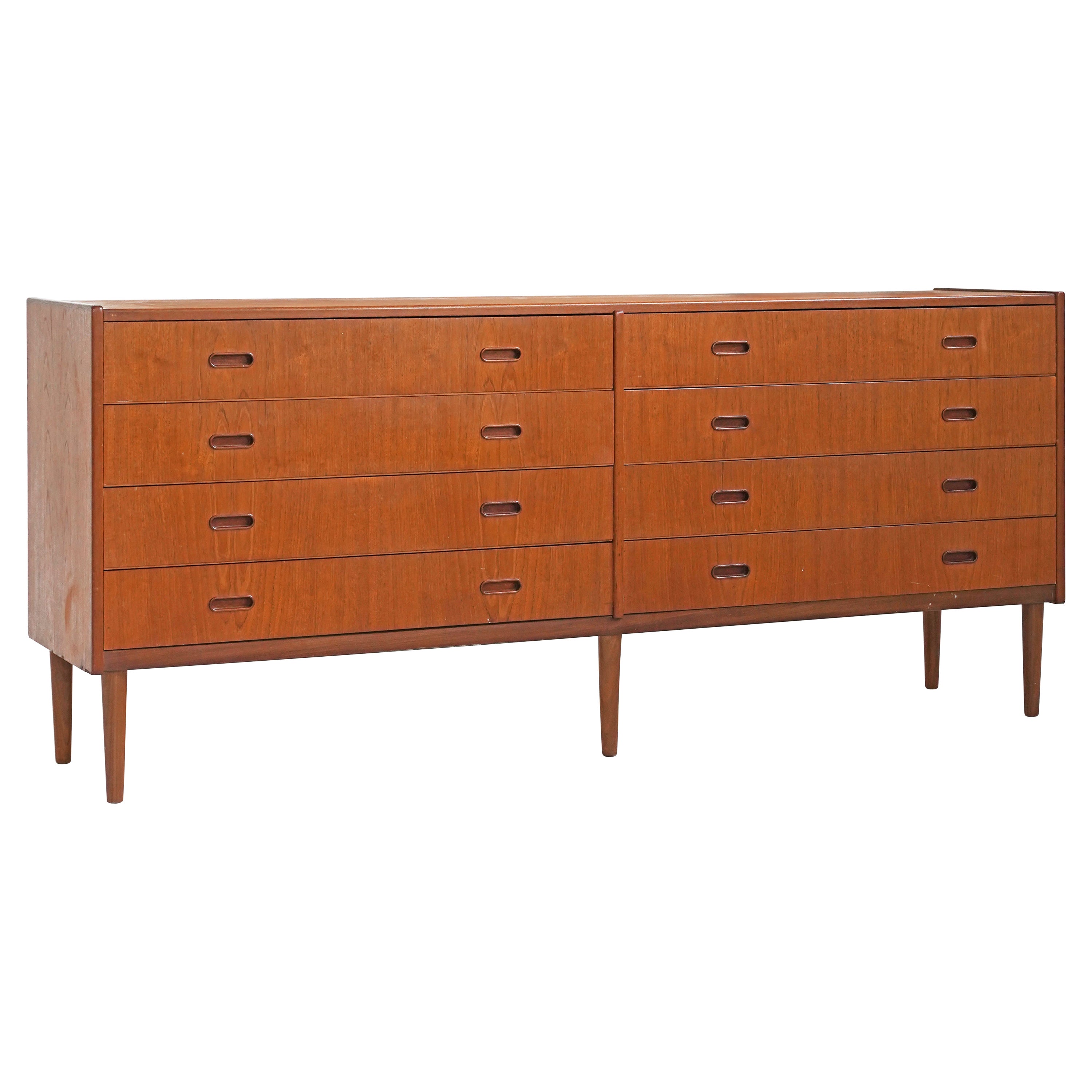 Danish Teak 8 Drawer Dresser by Arne Wahl Iversen for Falster Møbelfabrik