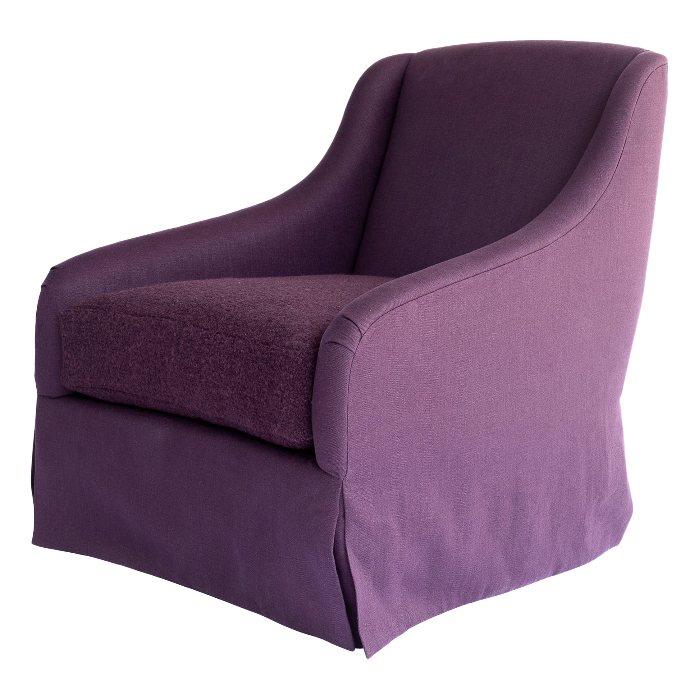 Slope Arms Slip-Covered Armchair For Sale