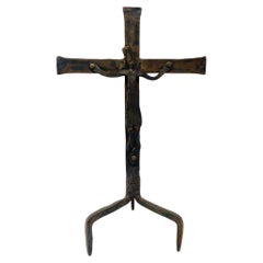 Brutalist 1960s Cast Iron Crucifix Figure 'Spain'