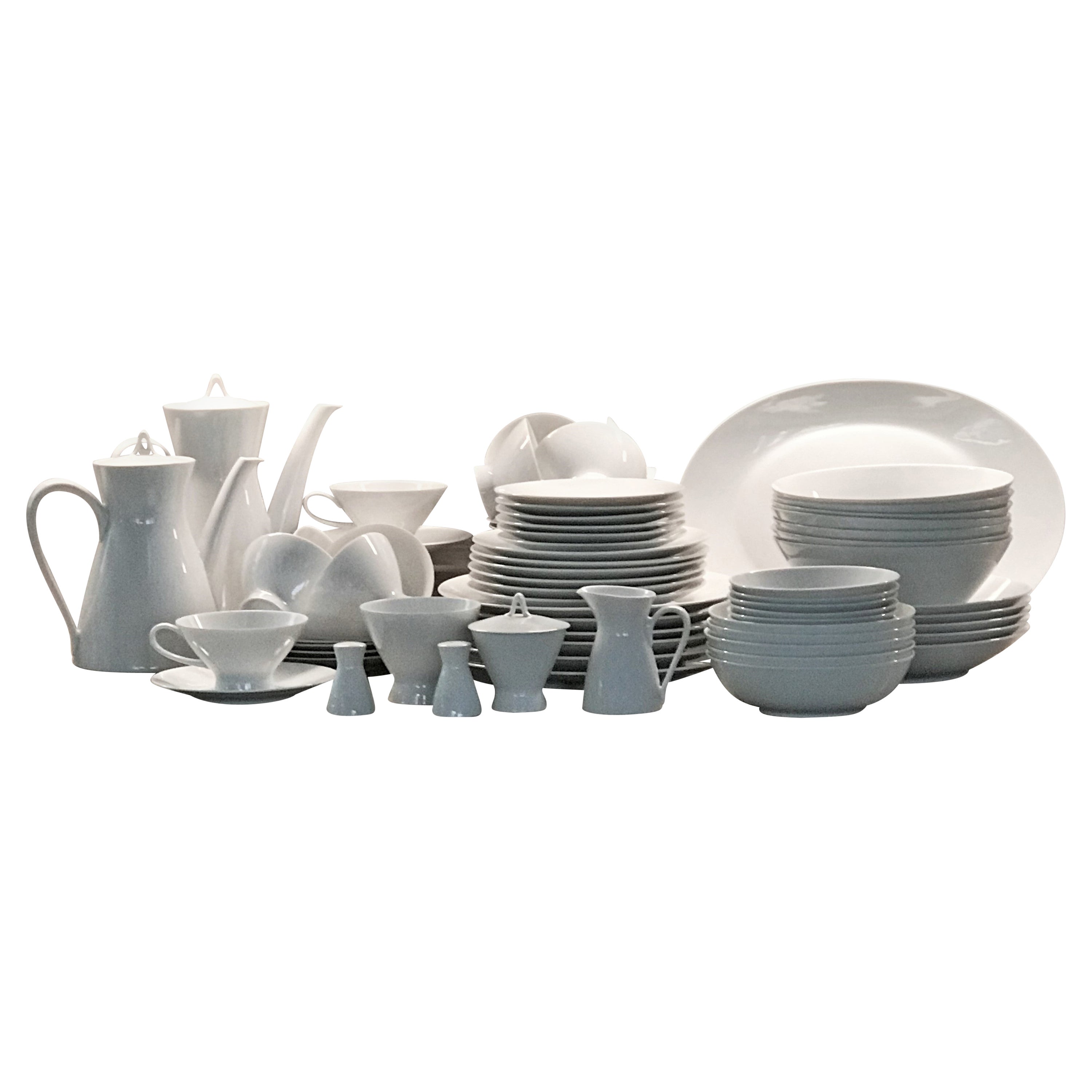 Rosenthal Form 2000 White Pattern Dinnerware - Raymond Loewy Set 70 Pcs Germany