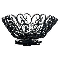 Mid-Century Modern Umanoff Grenada Style Brutalist Black Iron Bowl