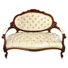 Fine Quality Victorian Carved Walnut Settee