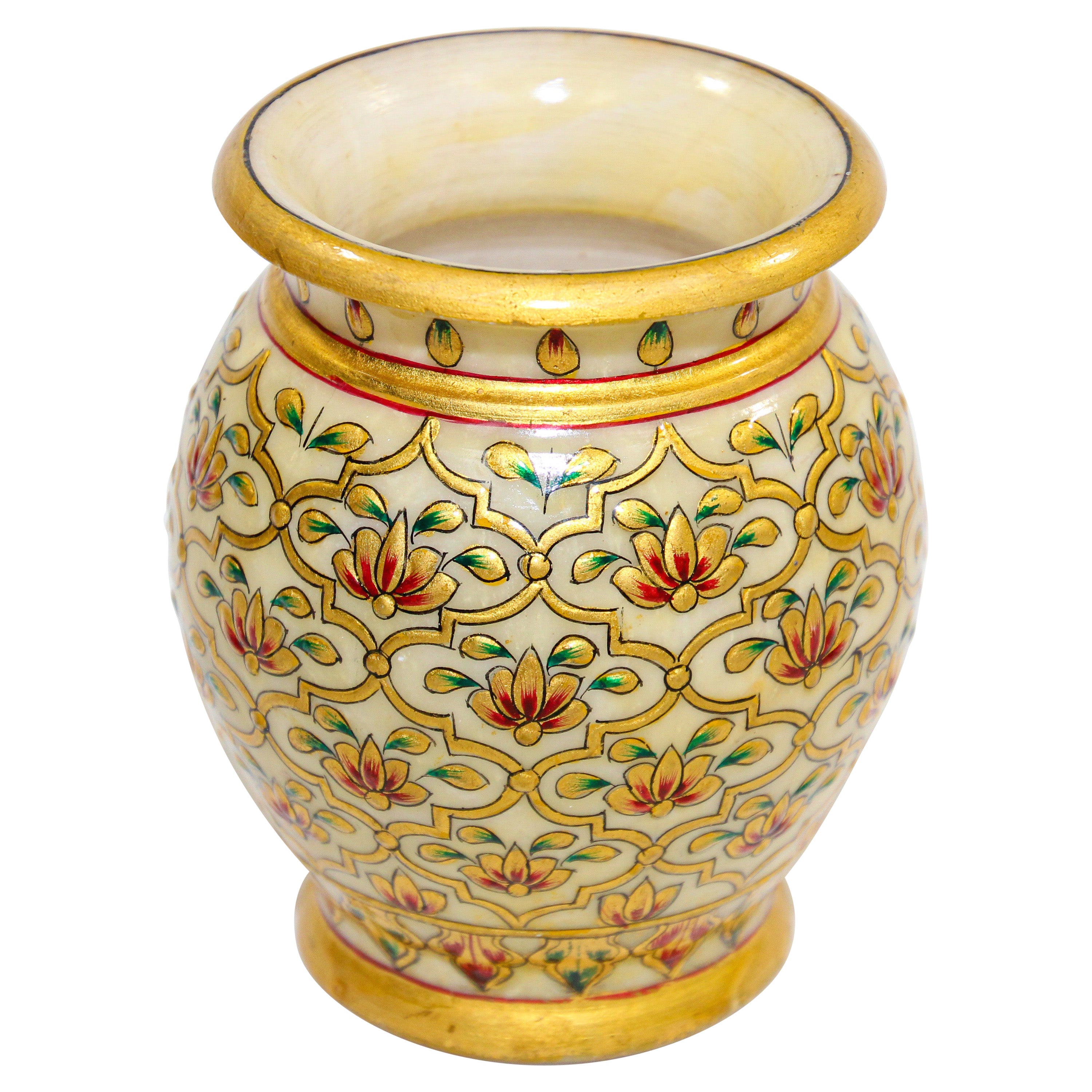 Mughal Style Makrana Marble Hand Painted Vase