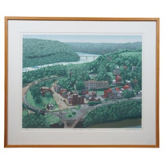 1979 Randy Owens Harpers Ferry West Virginia City Land Cityscape Serigraph Print