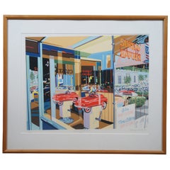 Vintage 1983 Randy Owens Pencil Signed Subway Barber Serigraph Print