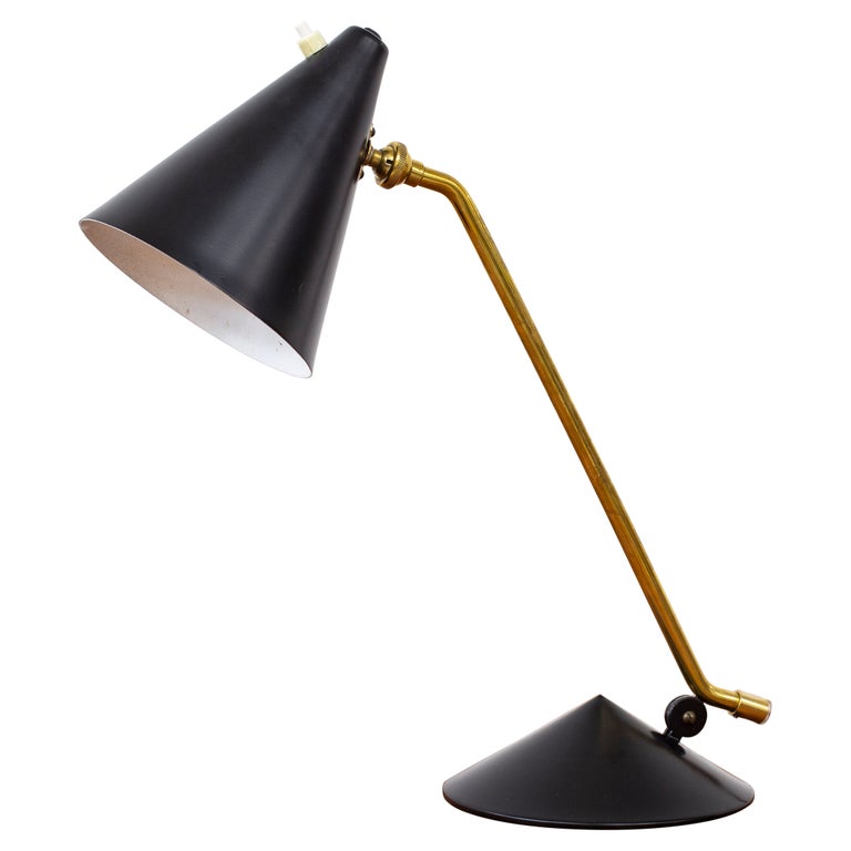 Table Lamp Attributed To Svend Aage, Vintage Black Metal Adjustable Felix Table Lamp