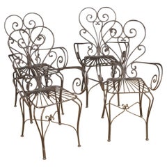 Group of 4 20th Century Iron French Outdoor Armchairs, 1980