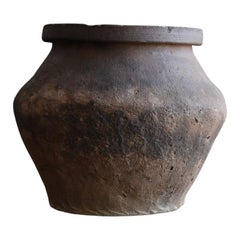 Japanese Antique Pottery Jar/Tokonameyaki Ware/12th-14th Century/Wabisabi Art
