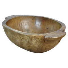 Big Handmade Wooden Dough Bowl, Early 1900s