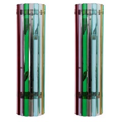 Rainbow Pair of Sconces in Blown Murano Glass Giovanni Dalla Fina Contemporary