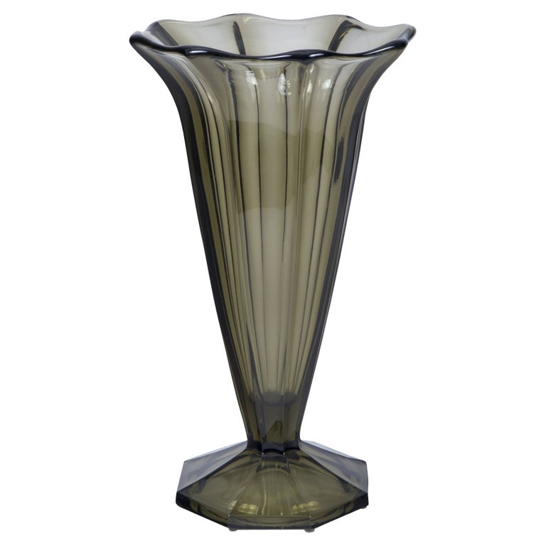 Glass Vase Made in France, Original Condition, Art Deco at 1stDibs