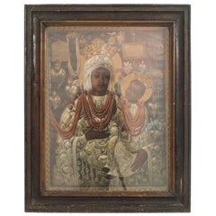 Vintage Central European Madonna with Wooden Frame