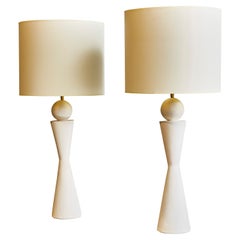 Pair of Hourglass Plaster Table Lamps