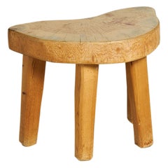 Swedish Banana Pine Stool Side Table, 1940s