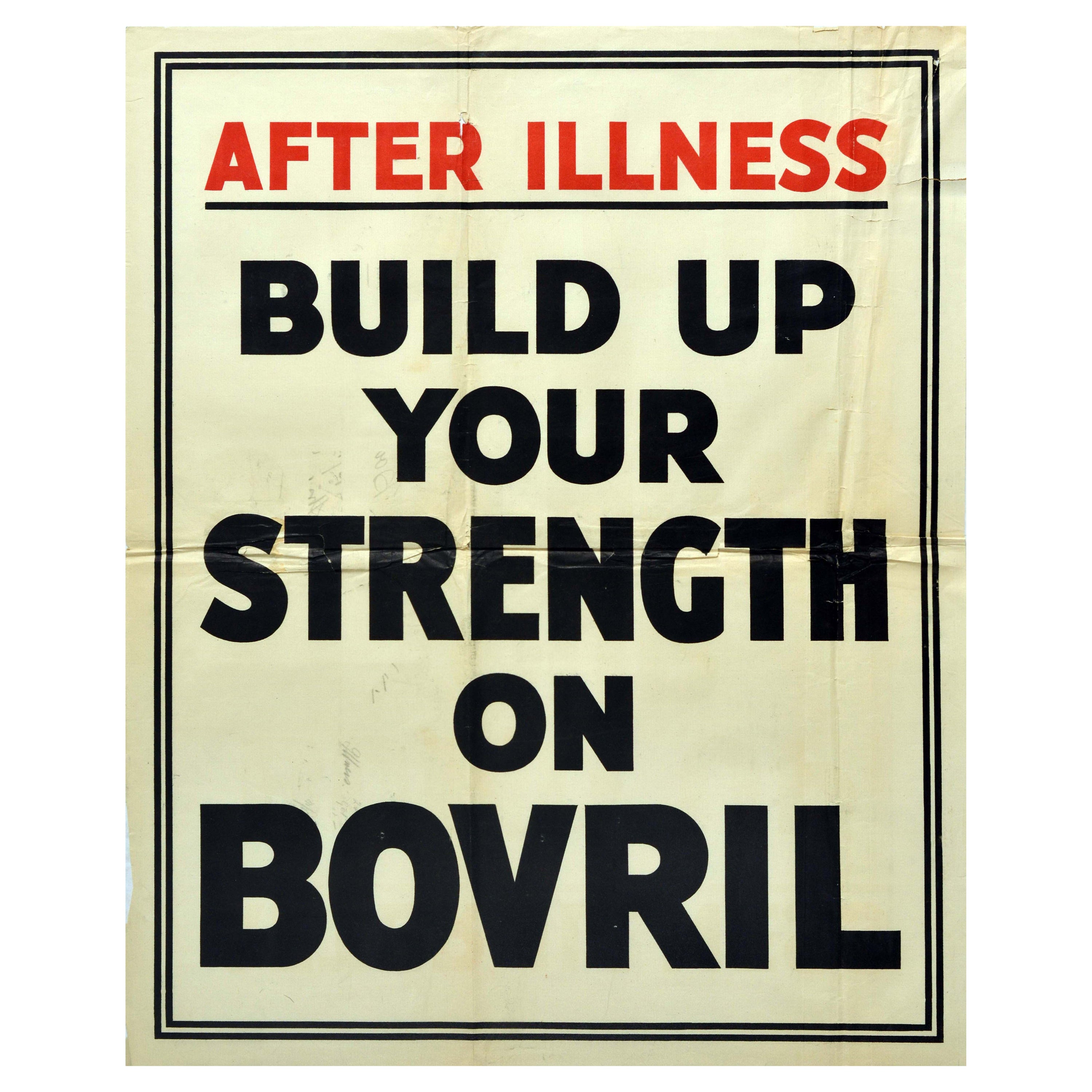 Original Vintage Poster After Illness Build Up Your Strength On Bovril Hot Drink