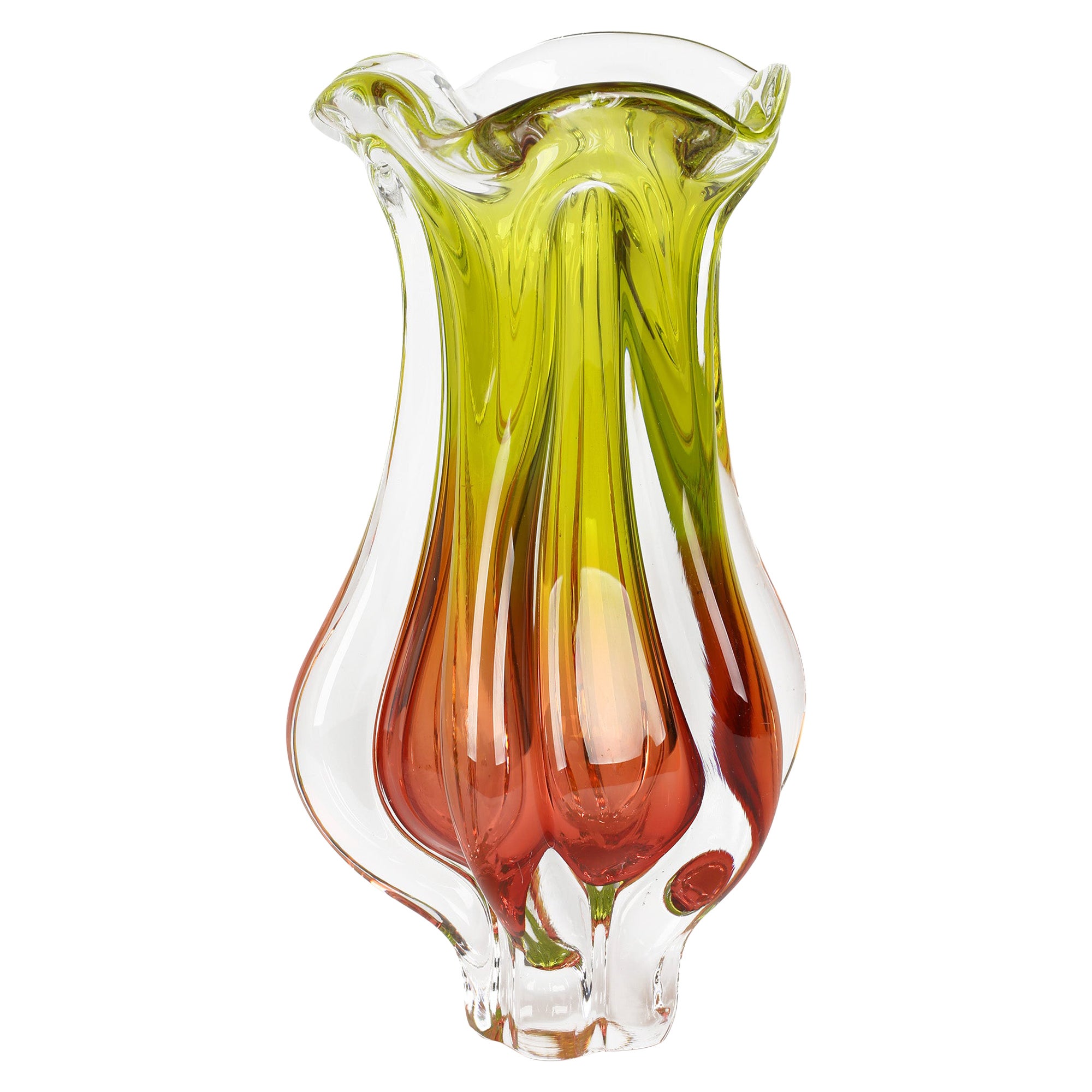 Josef Hospodka Czech Hand Crafted Art Glass Chribska Glass Vase