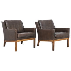 1970s Danish Leather Armchairs, a Pair
