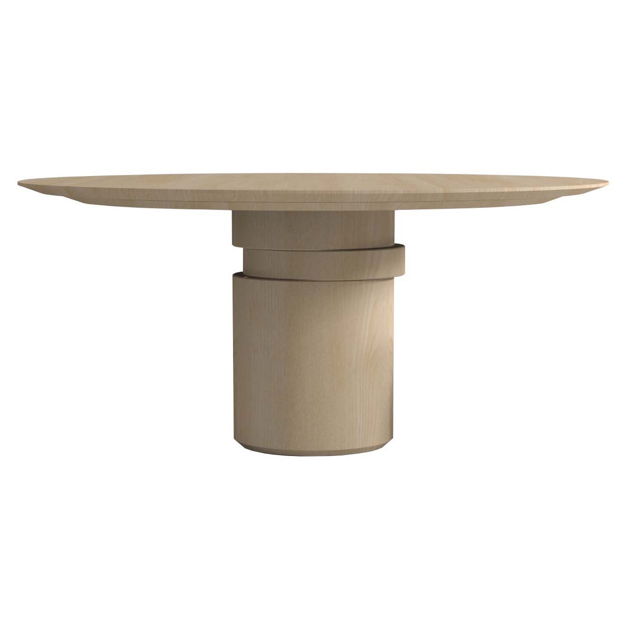 A refined and eye-pleasing design. The disc table is a seemingly round table of which the tabletop is supported by a central column, surprisingly interrupted by a decentralised disc. Our tables are manufactured by our craftsmen and are available in