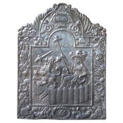 Antiker niederländischer „Pro Patria“ Kaminschirm/Rückenaufsatz, 17.-18. Jahrhundert