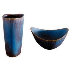 Gunnar Nylund Ceramic Set Vase + Bowl ARO for Rörstrand Sweden, 1950s