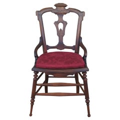 Antique Victorian Eastlake Walnut Carved Dining Side Parlor Accent Chair