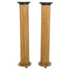 1920s French Wooden Pedestals, a Pair