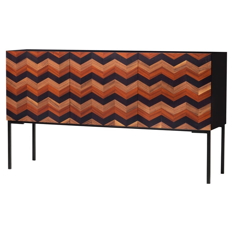 21st Century Marea Inlaid Sideboard in Ash, Walnut, Mahogany, Made in Italy For Sale
