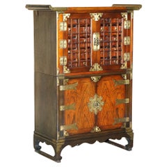 Vintage Decorative Oriental Sideboard Cabinet Oversized Metal Fittings & Small Drawers