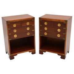 Pair of Antique Military Campaign Style Bedside Cabinets