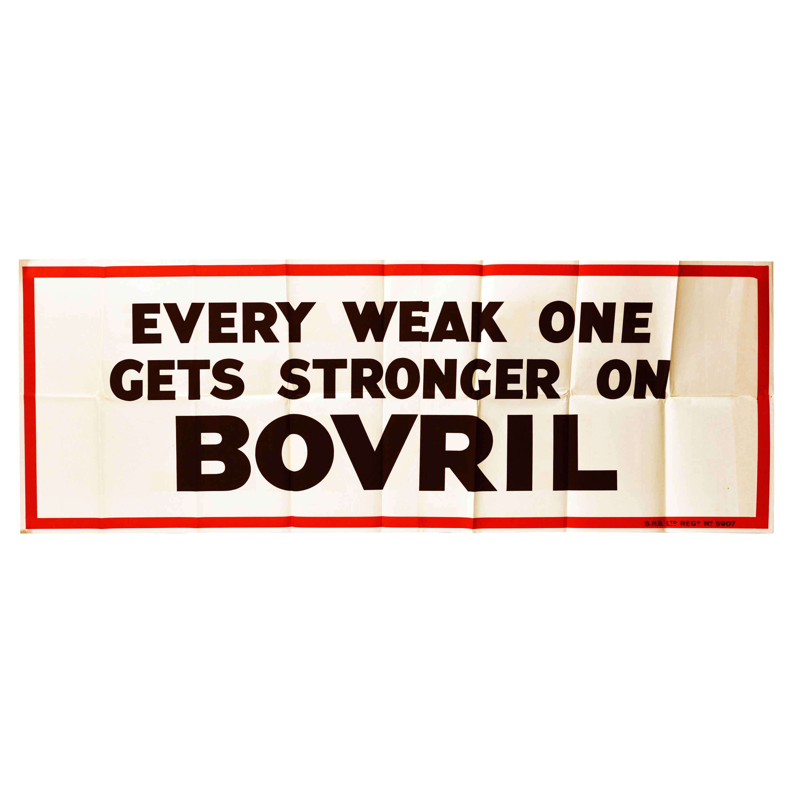 Affiche vintage d'origine « Every Weak One Gets Stronger On Bovril Word Play » (Chaque bourdon prend plus de force sur la santé au jeu des mots)