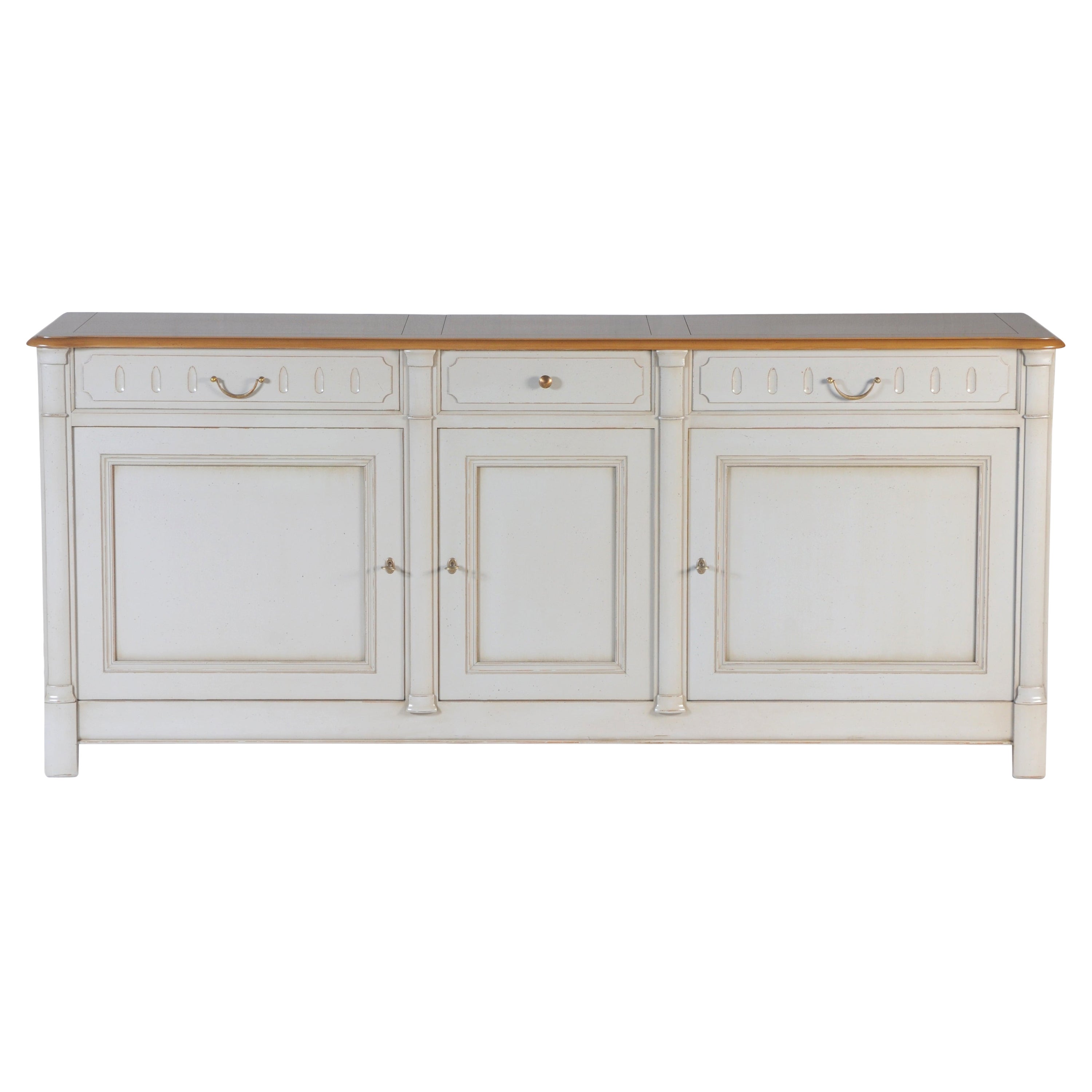 3 Doors Charm French Buffet in Solid Cherry Wood For Sale