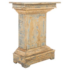 1900s French Ochre Blue Patinated Pedestal