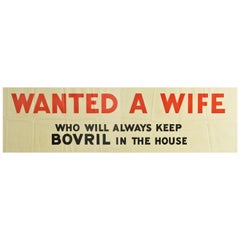 Original Vintage Poster Wanted A Wife Who Will Always Keep Bovril In The House