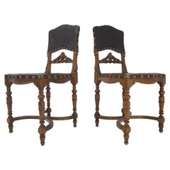 Pair of Antique Embossed Leather Chairs