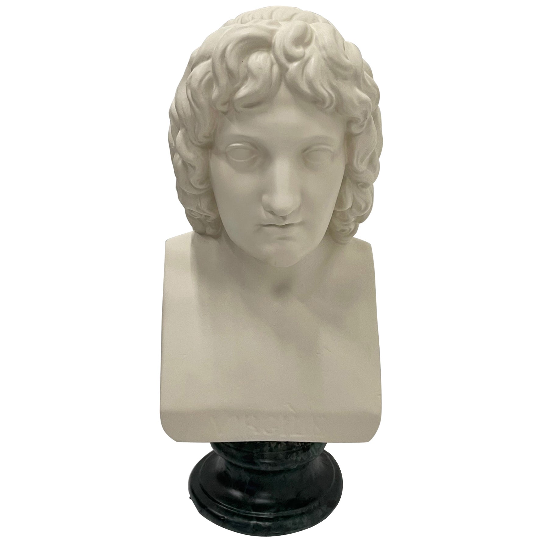 Romantic Cast Plaster Bust of Virgil with Marbleized Base
