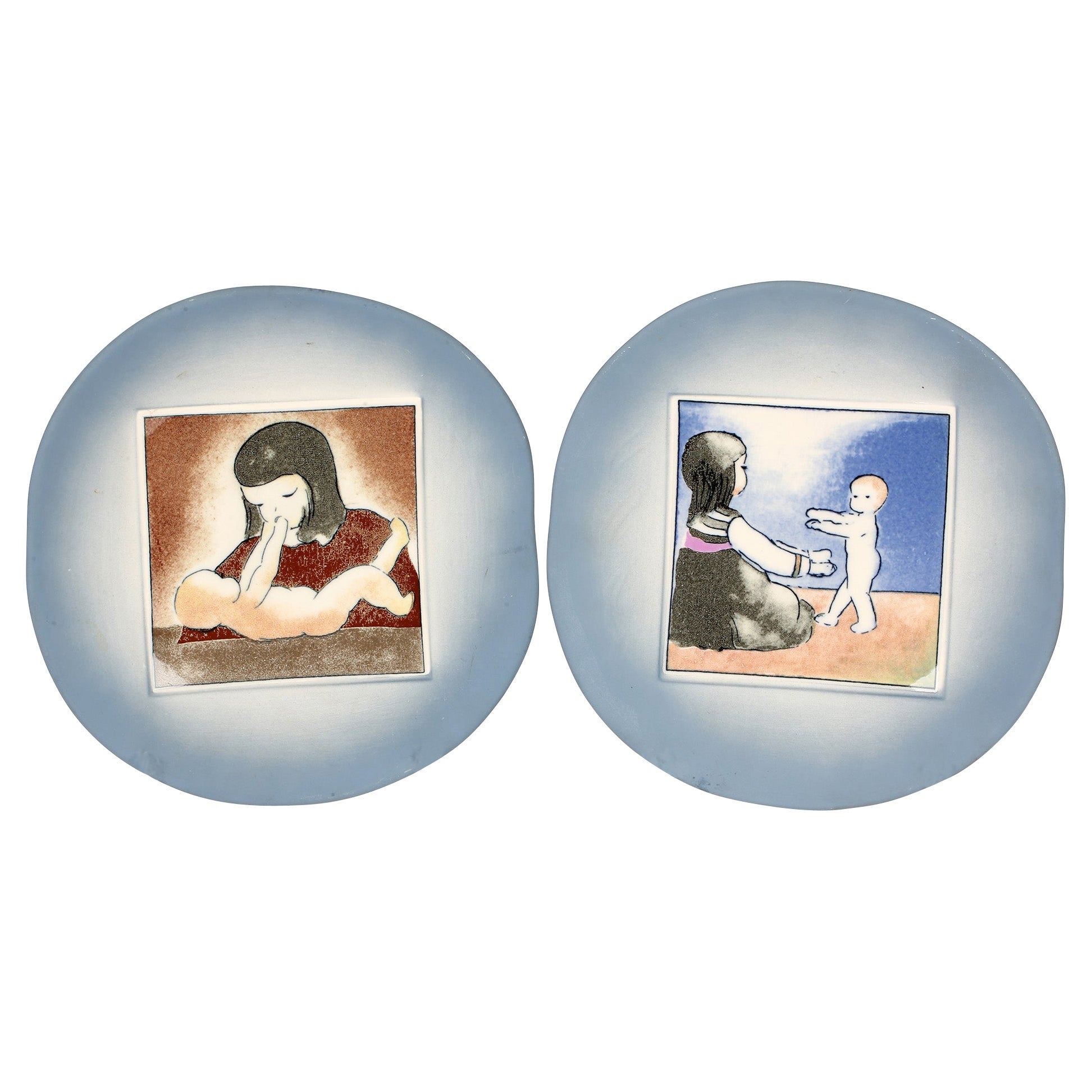 Heljä Liukko-Sundström For Arabia Limited Edition Mother & Child Wall Plates For Sale